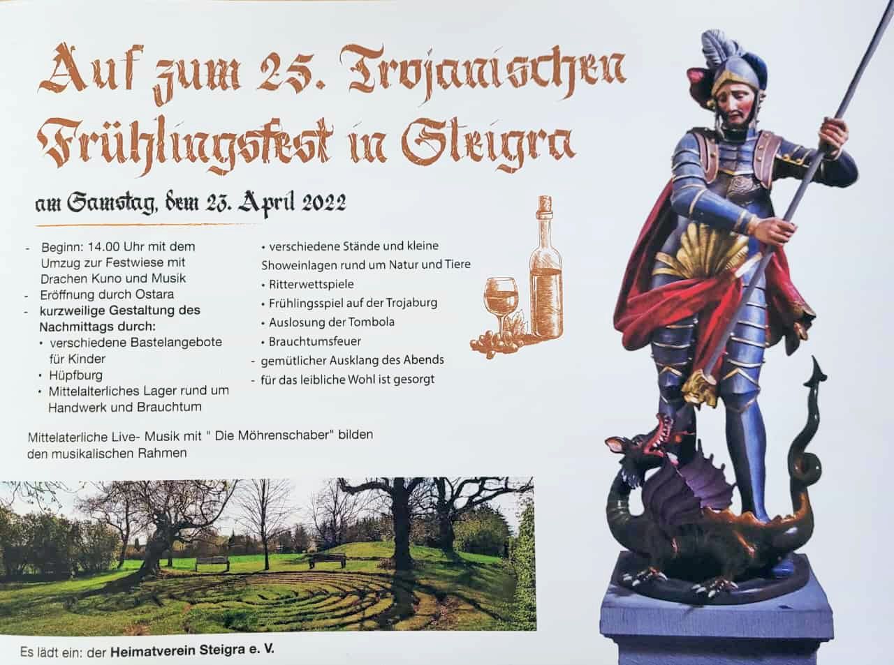 Das Trojanische Frühlingsfest zu Steigra am 23.04.2033 mit dem Heimatverein Steigra e.V.